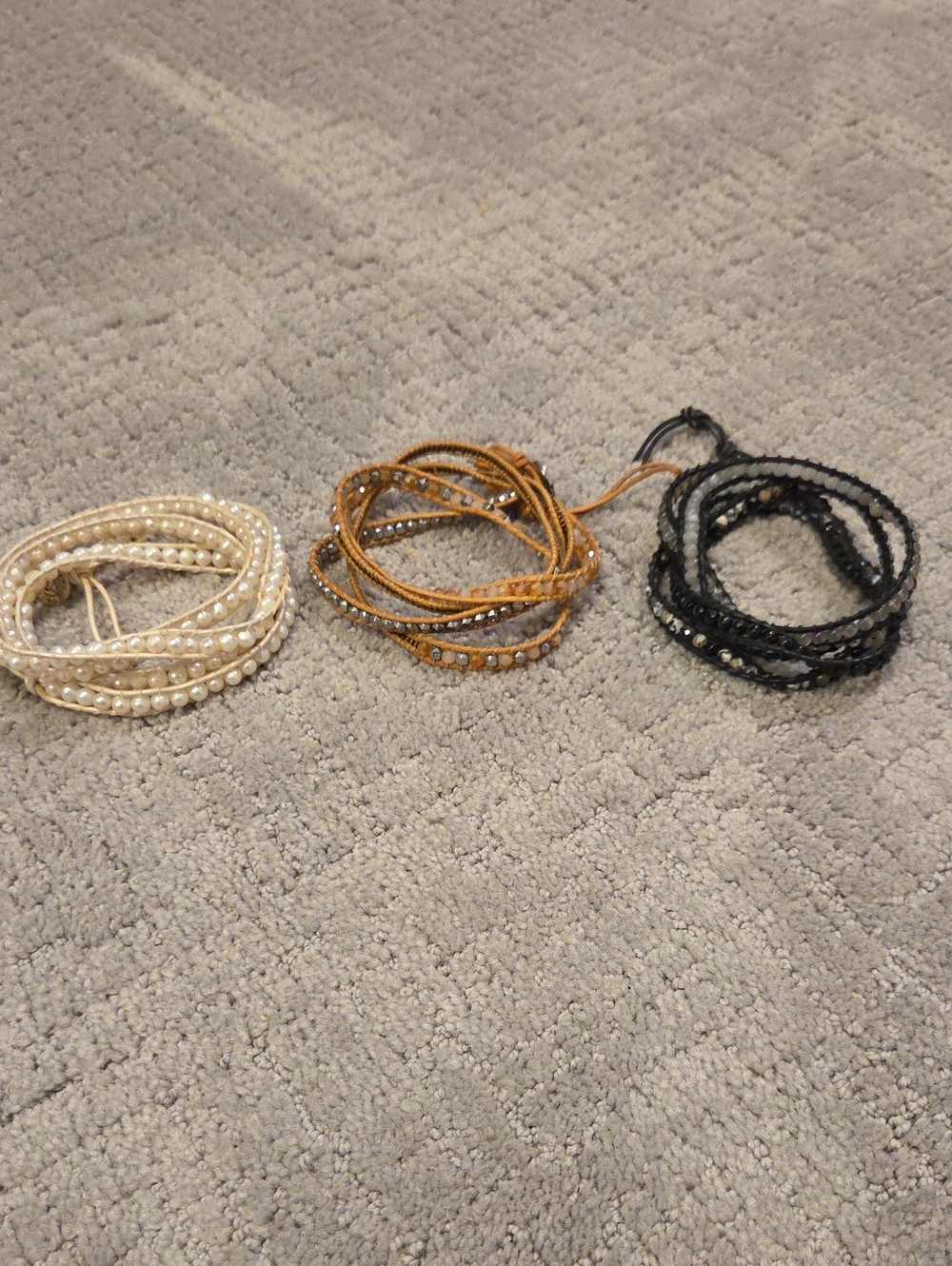 Victoria Emerson Set of Three Wrap Bracelets - Cream, Tan, Black